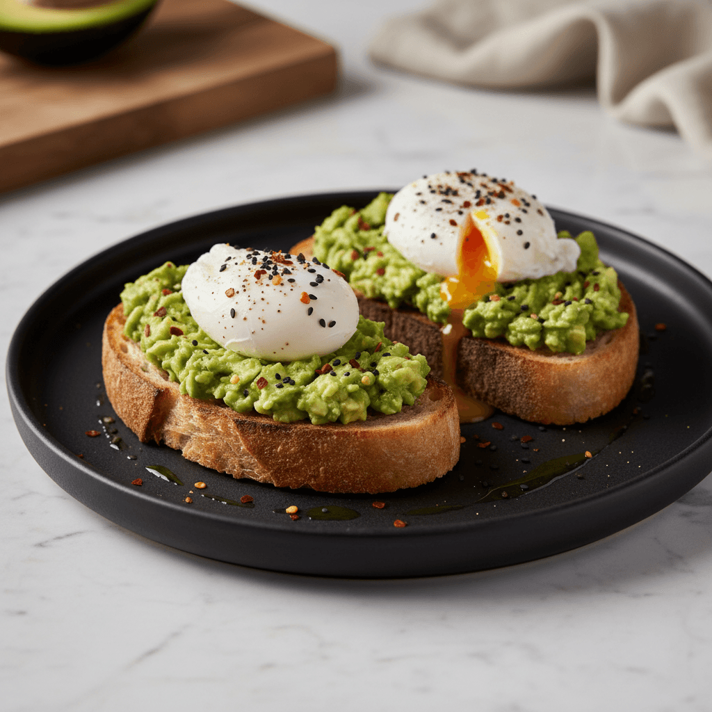 Avocado Sourdough — Smashed avocado, poached egg, chili flakes