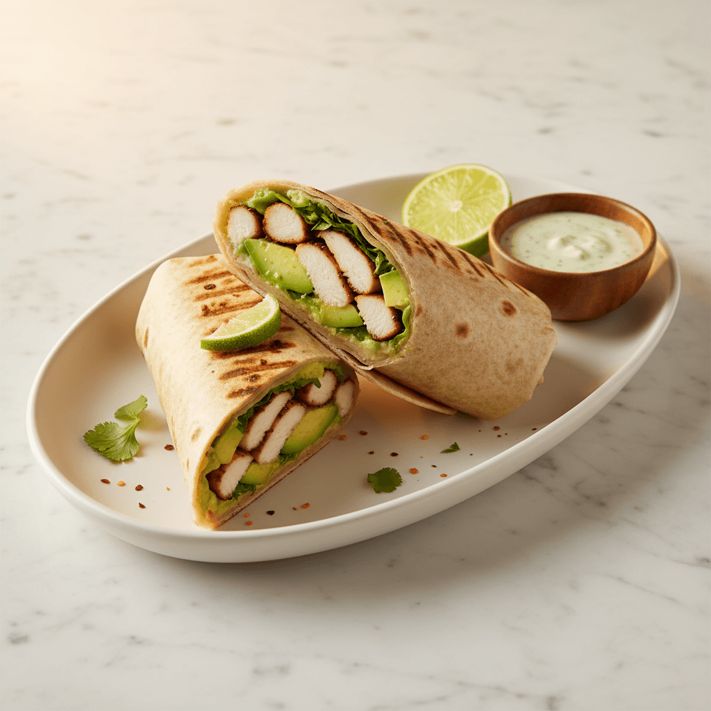 Grilled Chicken Wrap — Tortilla, chicken, avocado, lime