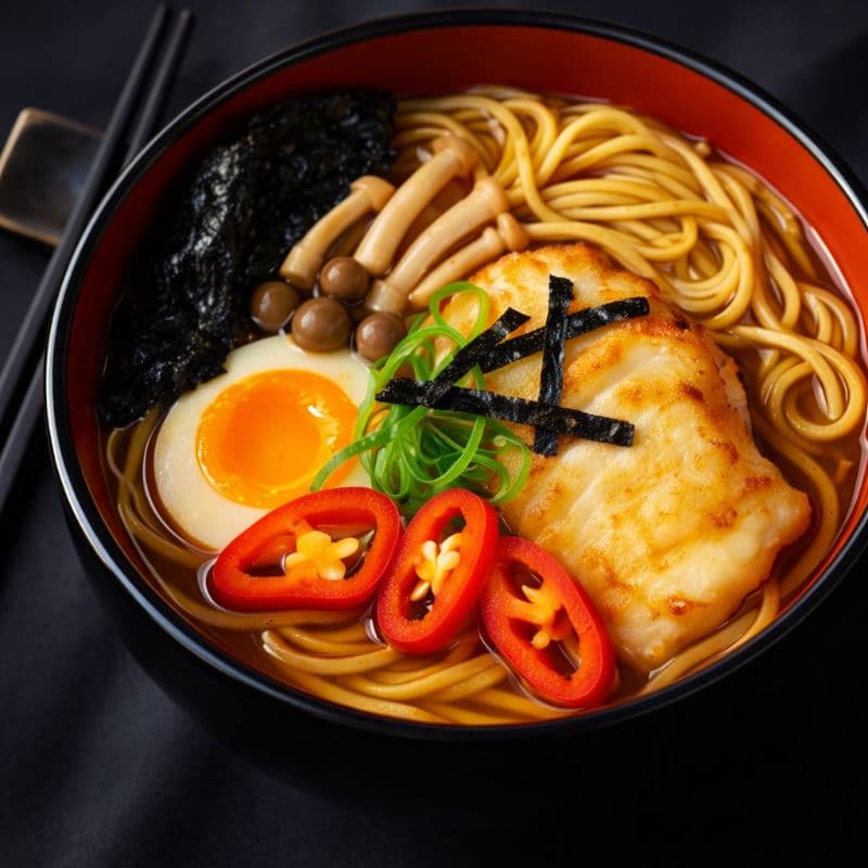 RAMEN TORI MISO — Ramen With chicken broth blended with fermented miso paste, creating a savory, rich, and umami-packe