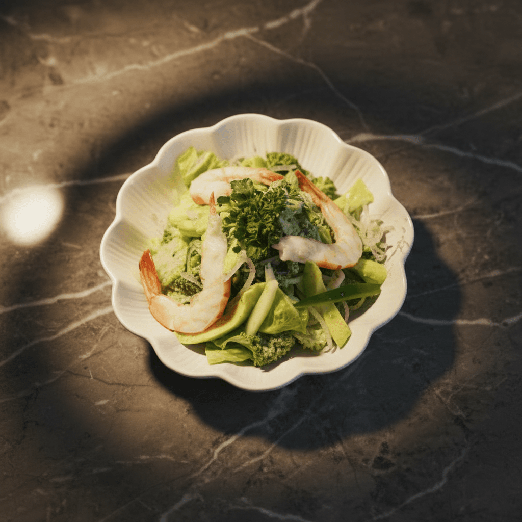 Green Goddess and Poached Prawn