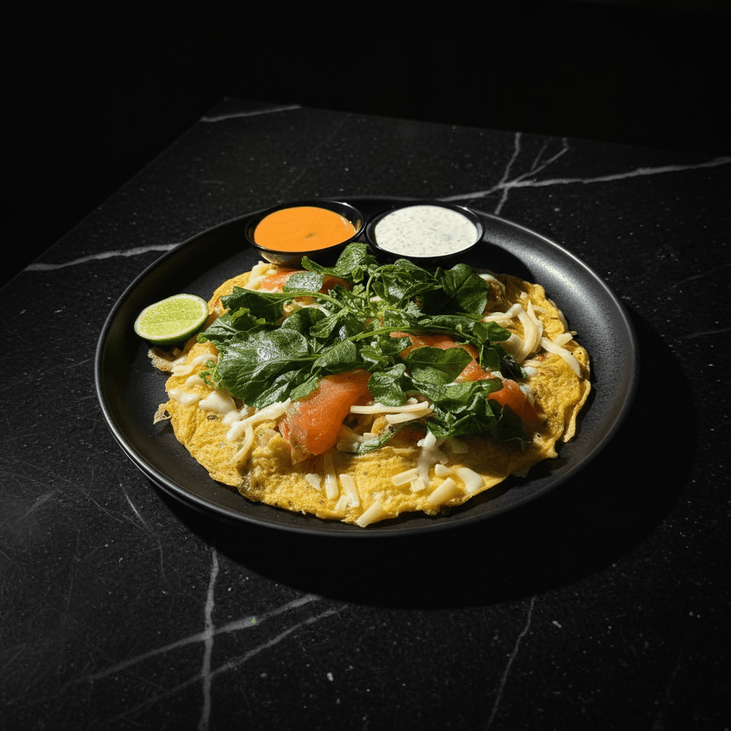 Omelette with Prawns & Salmon